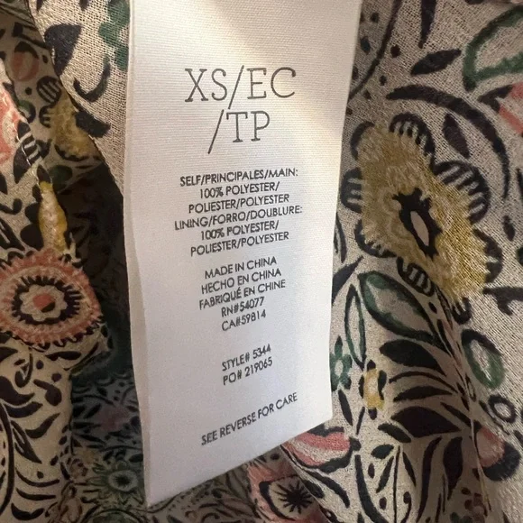 Cabi Floral Ruffle Sleeve Sheer Blouse - Picture 4 of 4